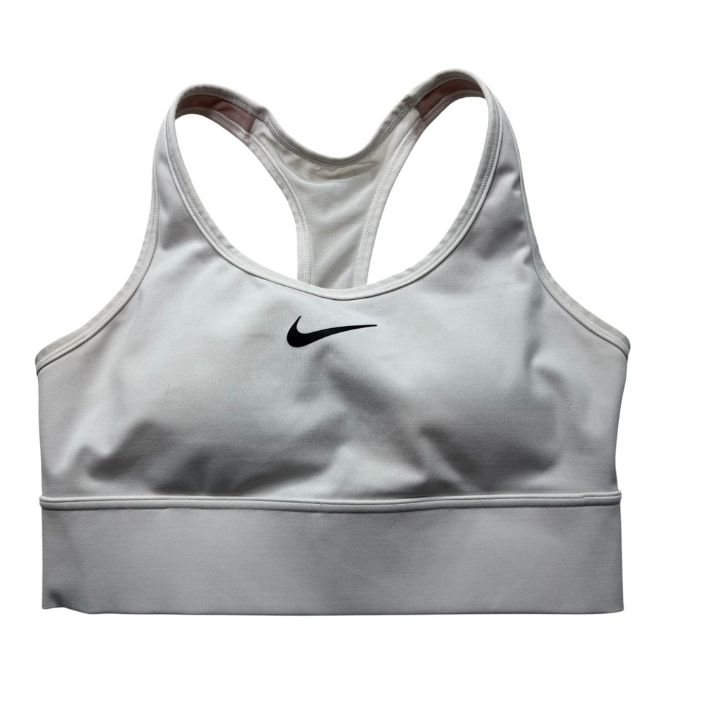 Nike Swoosh Dri-FIT Medium Support Racerback Sports Bra White Small